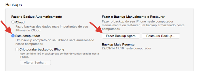 Iniciando um backup do iPhone no iTunes (Foto: Reprodução/Marvin Costa)