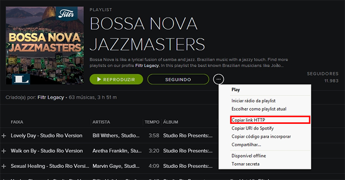 Copie o link HTTP da playlist (Foto: Reprodução/Paulo Alves)
