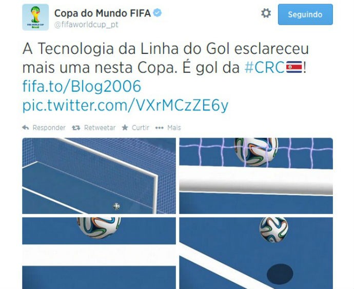 Fifa mostra através da tecnologia que gol da Costa Rica foi legal