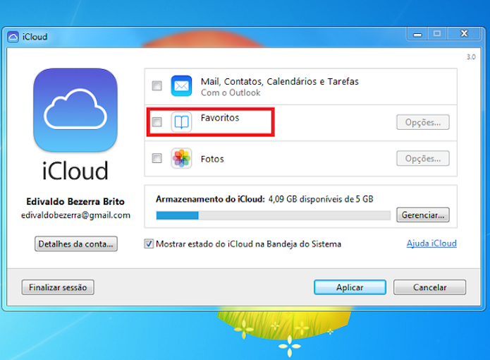 Selecionando o item "Favoritos" no Painel do iCloud (Foto: Reprodução) Selecionando o item "Favoritos" no Painel do iCloud (Foto: Reprodução)