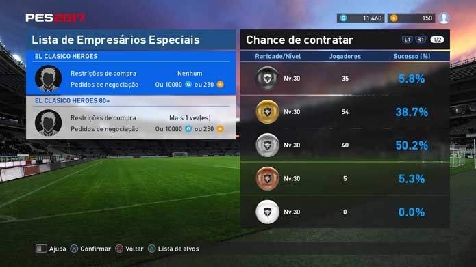 Selecione um empresário especial no PES 2017 Foto: Reprodução/Murilo Molina)
