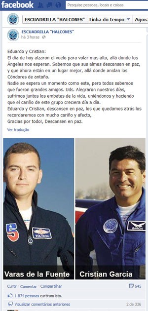 Página do Facebook da Força Aérea traz homenagem a vítimas do acidente (Foto: Reprodução/Facebook)
