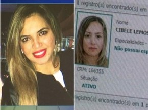 À direita, a falsa médica; à esquerda, perfil da verdadeira profissional (Foto: Reprodução/TV Tem)