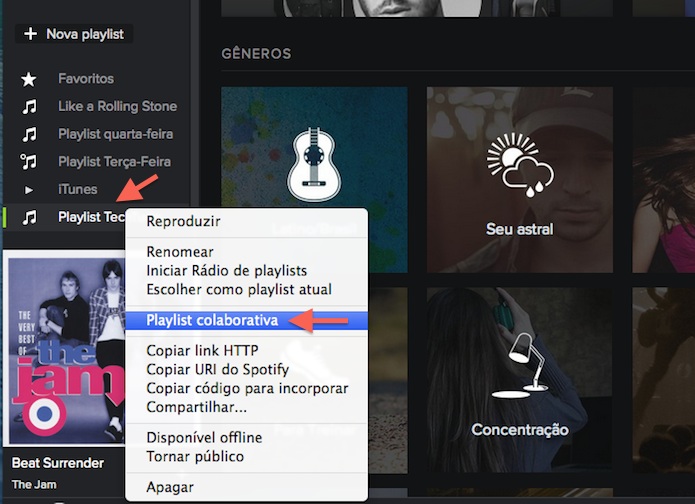 Criando uma playlist colaborativa no Spotify (Foto: Reprodução/Marvin Costa)