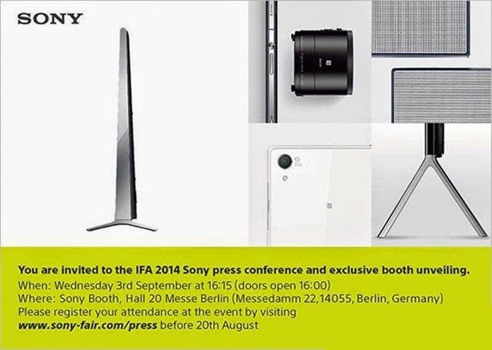 Convite da Sony para lançamento do Xperia Z3 na IFA (Foto: Reprodução/Xperia Blog)