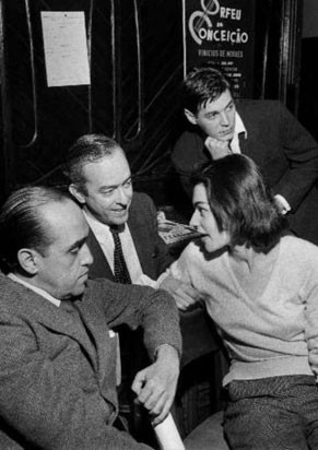 Bastidores de Orfeu: Oscar Niemeyer, Vinicius, Lila Bôscoli e Tom Jobim  (Foto: Arquivo)