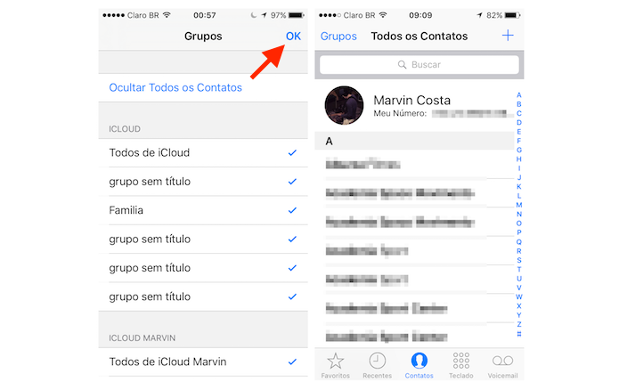 Recuperando os contatos ocultados da agenda do iPhone (Foto: Reprodução/Marvin Costa)