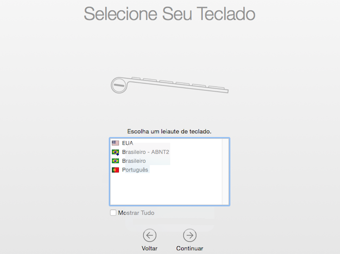 Selecione a configuração de layout do teclado (Foto: Reprodução/Helito Bijora)