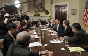 obama reunião economia 300 (Foto: Andre Winning/AP)