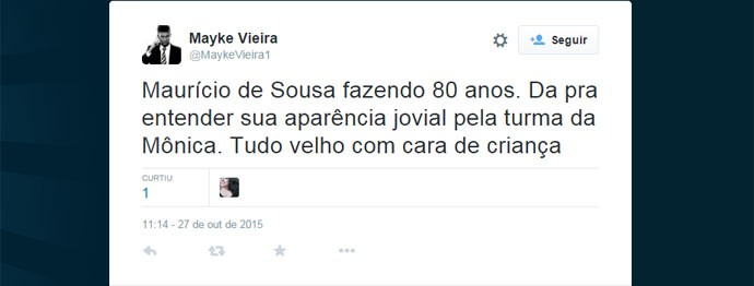 Fã faz homenagem a Mauricio de Sousa no dia em que o cartunista completa 80 anos