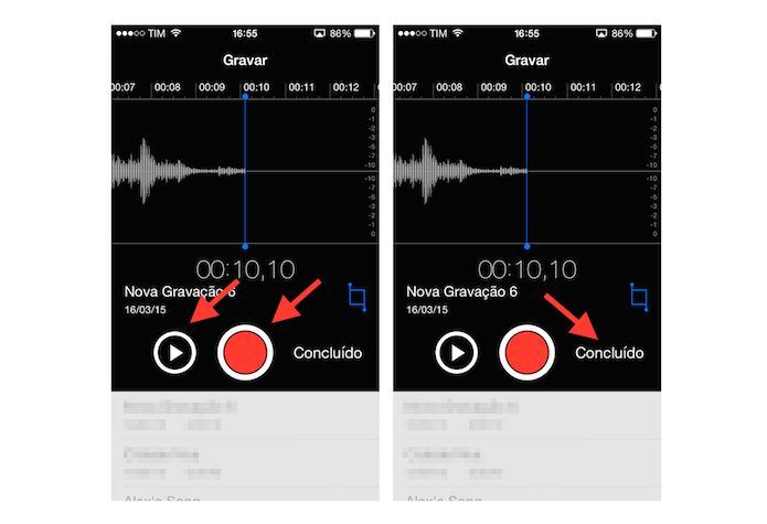 Analisando e terminando uma gravação de áudio no iPhone (Foto: Reprodução/Marvin Costa)