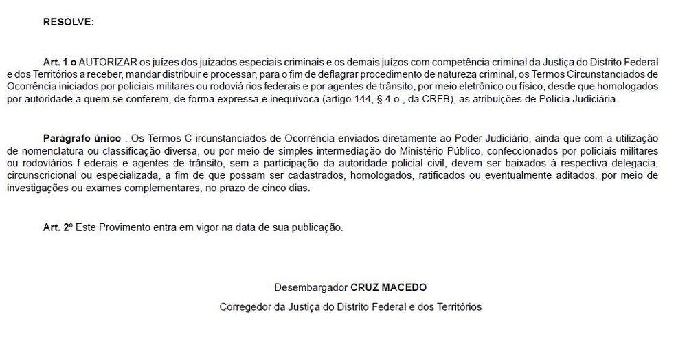 Trecho de decisão do desembargador Cruz Macedo (Foto: Reprodução)