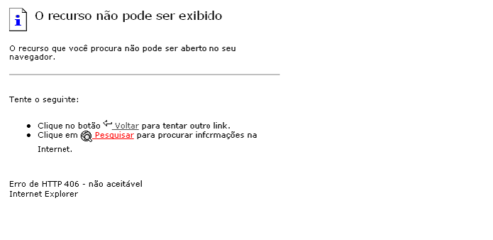 Erro HTTP 406 decorre de incompatibilidade entre servidor e navegador (Foto: Reprodução/Paulo Alves)