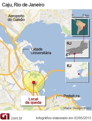 Mapa queda helicóptero da Polícia Civil do Rio (Foto: Arte/G1)