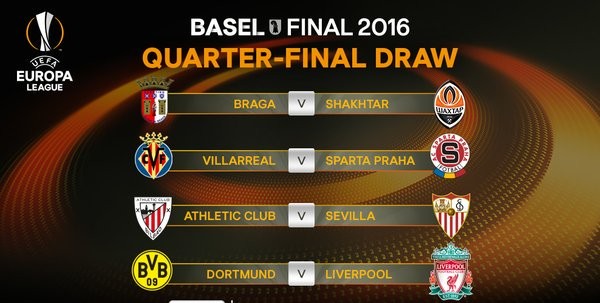 Sorteio das quartas de final da Liga Europa (Foto: Reprodução / Twitter) Sorteio das quartas de final da Liga Europa (Foto: Reprodução / Twitter)