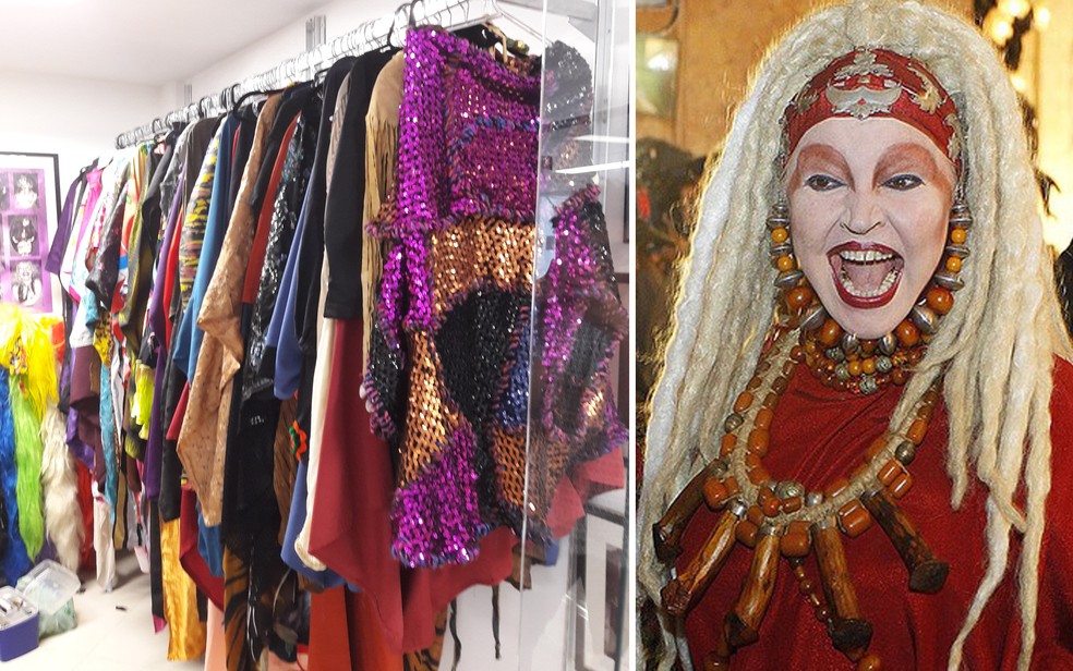 Bazar terá exposição dos figurinos e perucas usados por Elke Maravilha (Foto: Flavio Ismerin e Wagner Meier/G1)