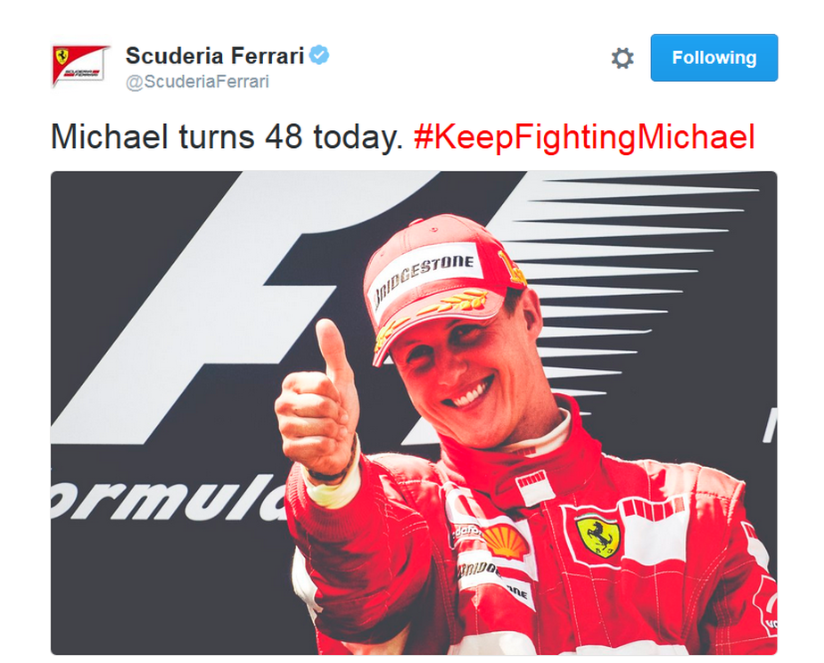 Em recuperação desde 2013, Schumacher faz 48 anos e recebe homenagens 