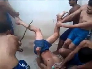 Preso é atingido por uma suposta barra de ferro em penitenciária de Caicó (Foto: Reprodução/Vídeo)