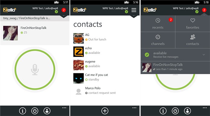 Zello é um app walkie-talkie para o Windows Phone que permite o envio de mensagens de voz (Foto: Divulgação/Windows Phone Store)