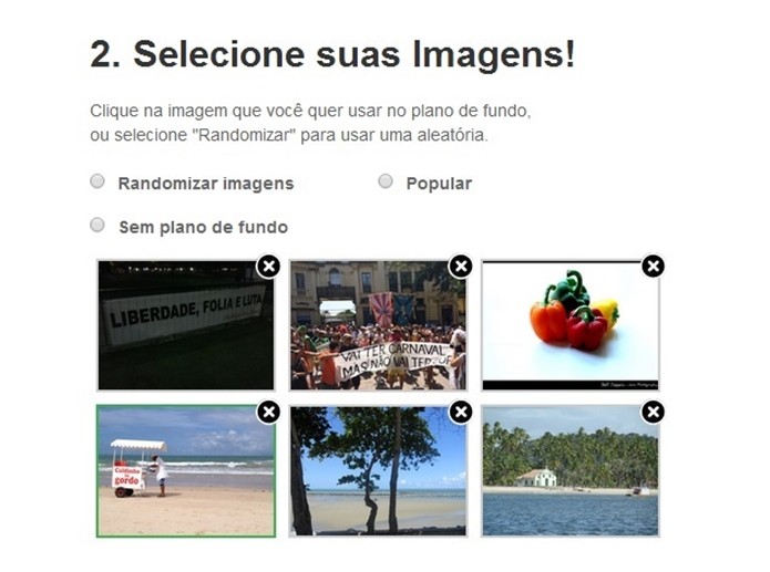 Seleção de imagem que ficará como plano de fundo do Google (Foto: Reprodução/Raquel Freire)