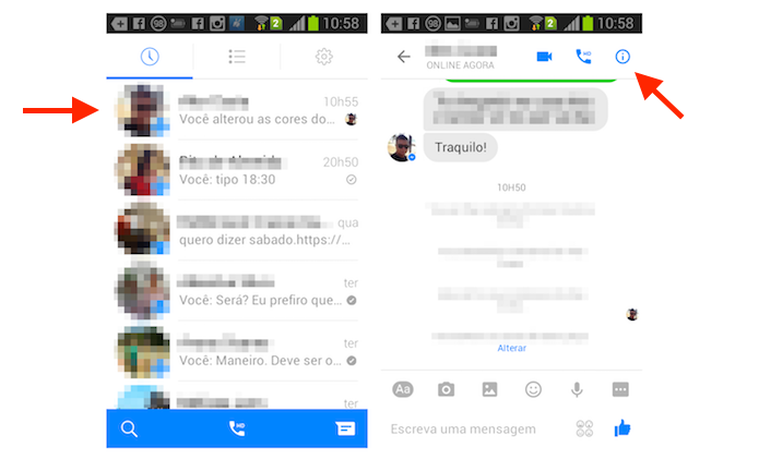Acessando a tela de configurações de um chat do Facebook Messenger no Android (Foto: Reprodução/Marvin Costa)
