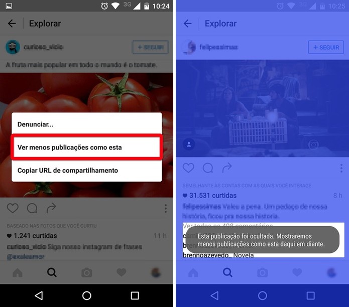 Ajustando o tipo de imagem que você deseja ver ou não (Foto: Helito Bijora/TechTudo)