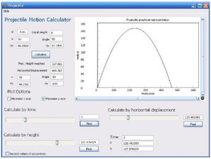 projectile motion calculator pitcher and batter