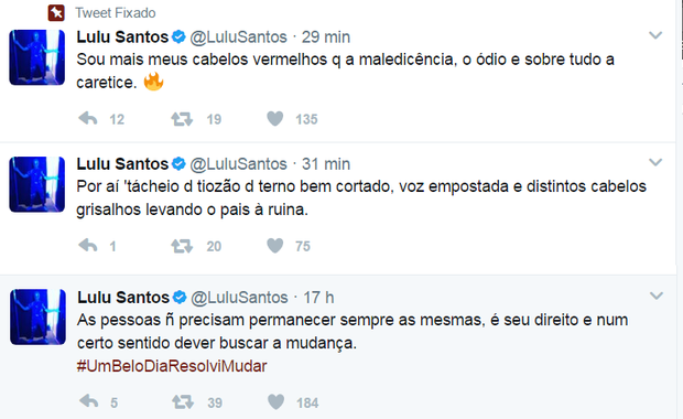 Lulu Santos rebate críticas (Foto: Reprodução/Twitter)