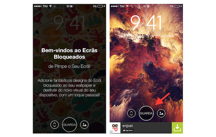 Salvando uma imagem encontrada pelo Lock Screen na biblioteca do iPhone (Foto: Reprodução/Marvin Costa)