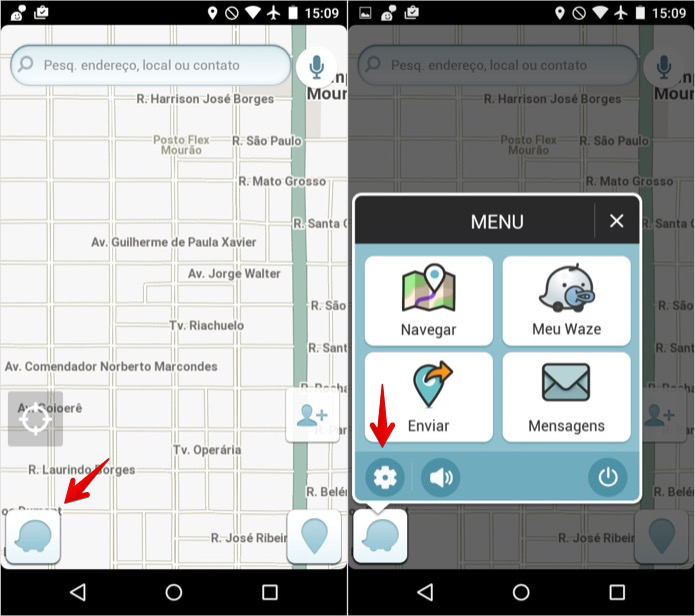 Acesse as configurações do Waze (Foto: Reprodução/Helito Bijora) Acesse as configurações do Waze (Foto: Reprodução/Helito Bijora)