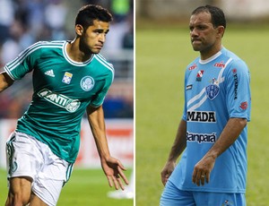 Alan Kardec, do Palmeiras, com o Iarley, do Paysandu (Foto: Montagem sobre foto da Agência Estado)