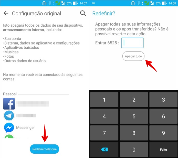 Redefinindo todos os ajustes do aparelho (Foto: Reprodução/Helito Bijora)
