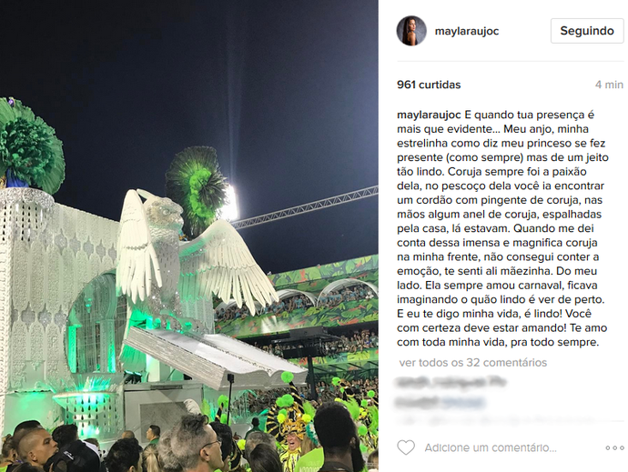 Mayla faz post emocionante em homenagem a mãe (Foto: Instagram @maylaraujoc)