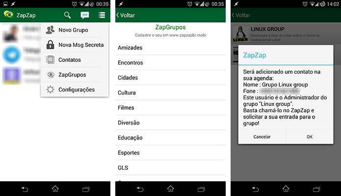 No app, basta escolher um grupo aberto e pedir permissão para entrar (Foto: Reprodução/Paulo Alves)