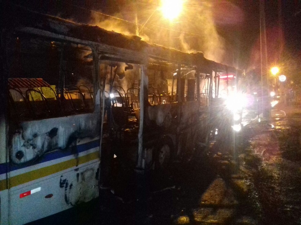 Suspeitos mandaram quem estava no ônibus descer antes de atear fogo (Foto: Divulgação/Brigada Militar)