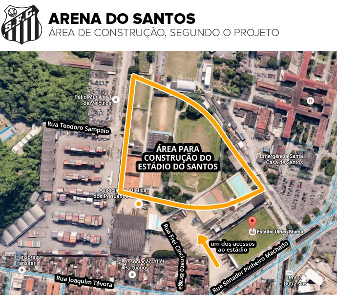 Info_Local-do-novo-estadio-do-Santos (Foto: infoesporte)
