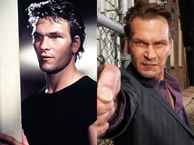 Patrick Swayze em ‘Vidas sem rumo’ e em ‘The beast’ (Foto: Divulgação)