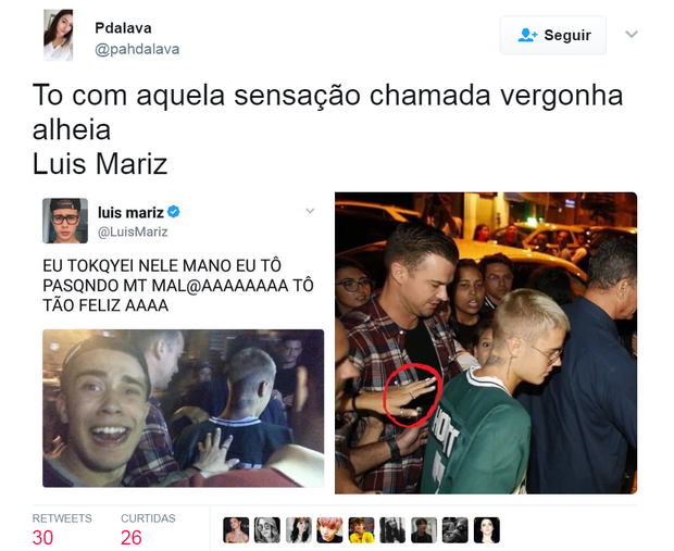 Youtuber diz que tocou em Justin Bieber e vira meme (Foto: Reprodução/Twitter)