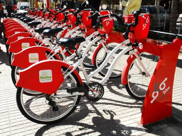 Bicicletas públicas são colocadas em pontos que recebem grande fluxo de pedestres, como o terminal Santo Antonio e São Paulo (Foto: Divulgação / URBES) Bicicletas públicas são colocadas em pontos que recebem grande fluxo de pedestres, como o terminal Santo Antonio e São Paulo (Foto: Divulgação / URBES)