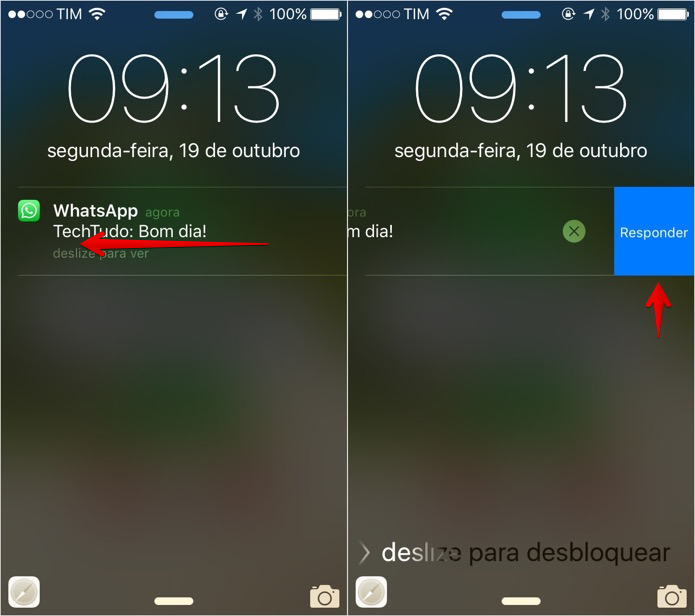 Deslize a notificação para a esquerda (Foto: Reprodução/Helito Bijora)