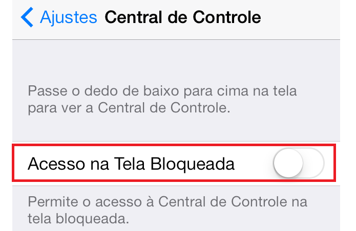 Desativando o acesso a Central de Controle na tela bloqueada (Foto: Reprodução/Edivaldo Brito)