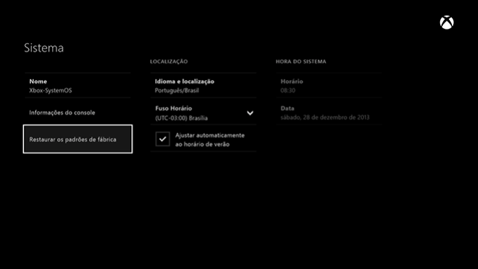 Xbox One: como resetar as configurações de fábrica e limpar o HD do console (Foto: Reprodução / Murilo Molina) Xbox One: como resetar as configurações de fábrica e limpar o HD do console (Foto: Reprodução / Murilo Molina)