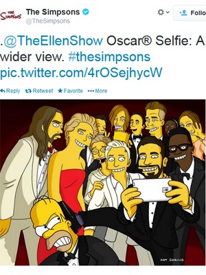 Paródia da 'selfie' do Oscar divulgada por criador de 'Simpsons' (Foto: Reprodução / Twitter)