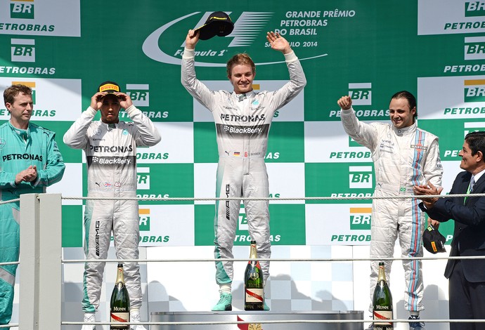 GP Brasil Fórmula 1 - Nico Rosberg, Massa, Hamilton (Foto: AFP)