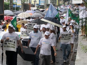 Médicos protestaram na manhã desta quarta-feira (3), em Natal (Foto: Canindé Soares)