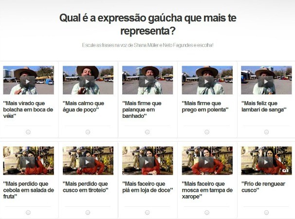 Enquete busca descobrir qual a expressão gaúcha que melhor representa os internautas (Foto: Reprodução)