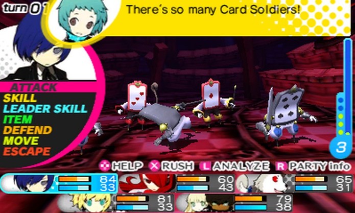Persona Q: Shadow of the Labyrinth: Complexas batalhas por turno (Imagem:Reprodução)