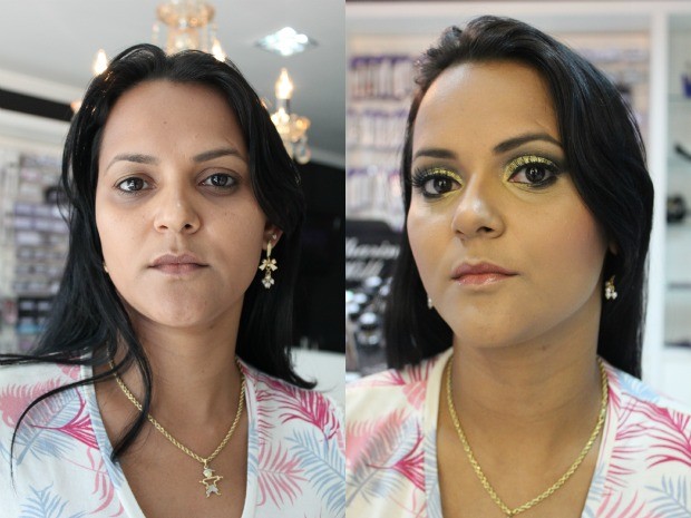 A pele deve ser preparada de forma equilibrada para a maquiagem ressalta o olhos  (Foto: Vanessa Vasconcelos/G1)