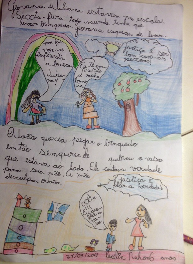 'Justiça é ser bom com as pessoas', desenhou Cecília Nahon Bittencourt , 6 anos, que mora em Brasília (Foto: Divulgação/CNJ)