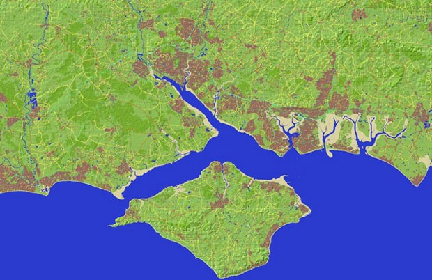 Parte da Grã-Bretanha de 'Minecraft' vista de cima (Foto: Divulgação)